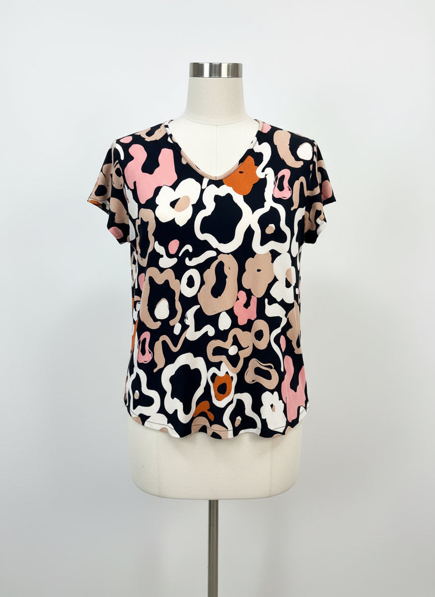 Masai · Cap Sleeve Top · 1X · BlackCream