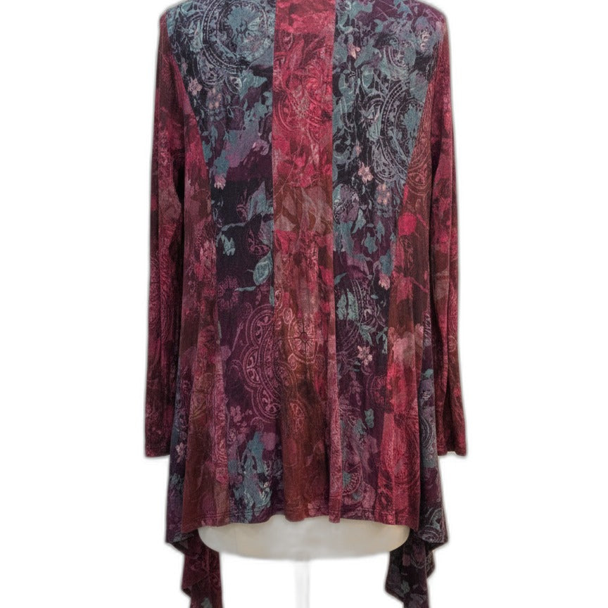 SoftSurroundings · Open Drape Cardigan · Small · BurgRose