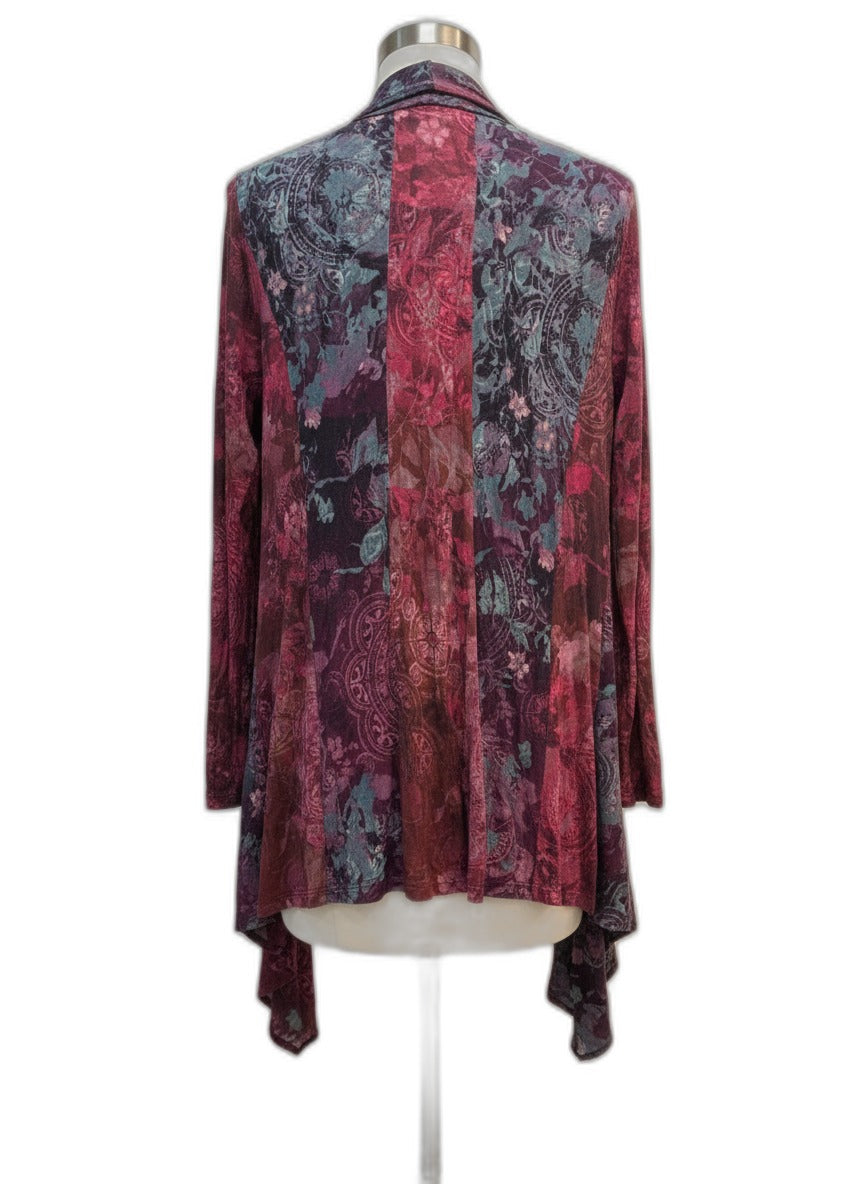 SoftSurroundings · Open Drape Cardigan · Small · BurgRose