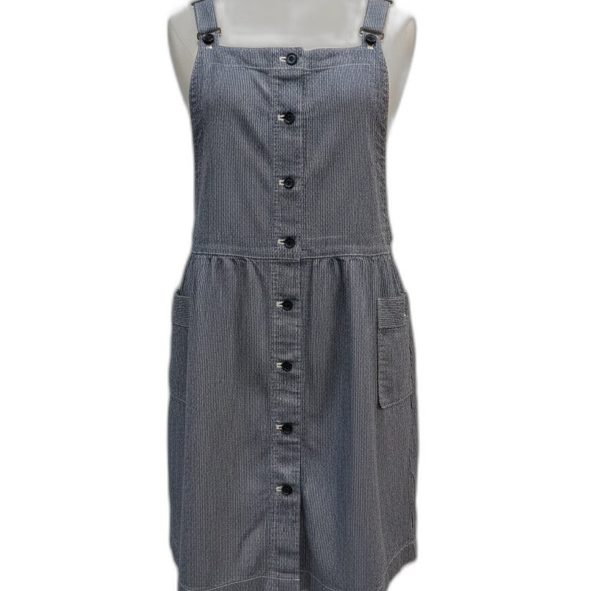style + comfort travail · striped overall dress · Small · Blue and White Striped