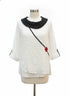 Ali Miles · Roll Tab Shirt · Medium · WhiteGray Textured