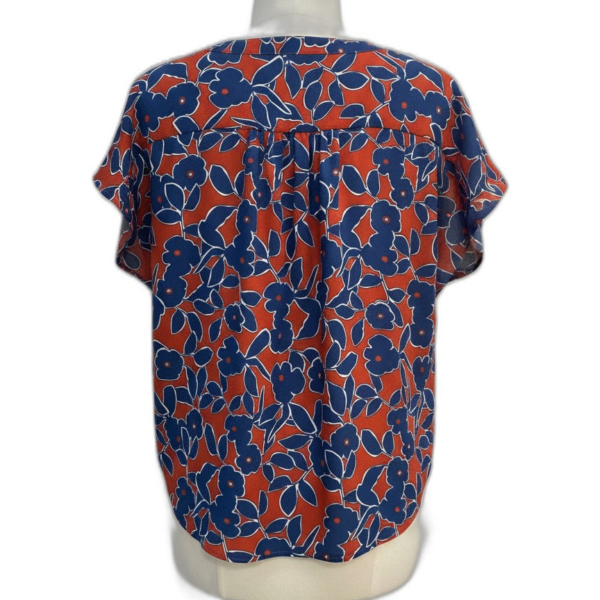 Banana Republic · Cap Sleeve Top RustNavy Floral Print · Medium · Rust/Navy Floral