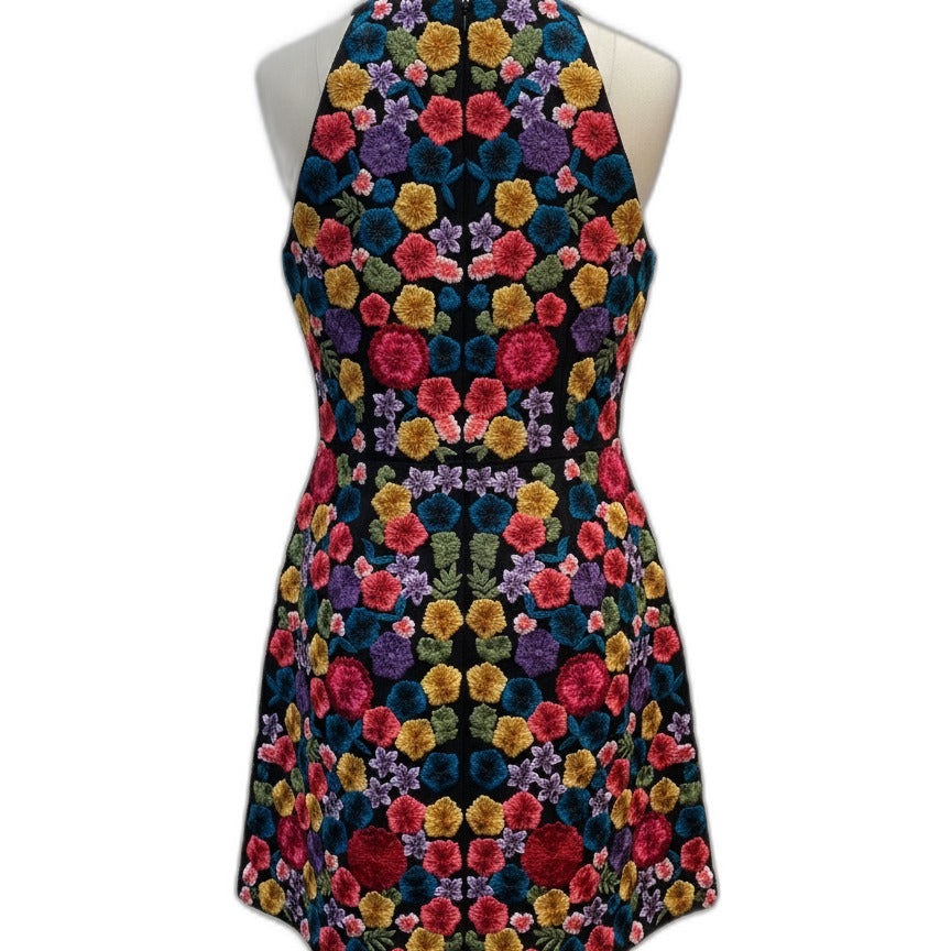 Boston Proper · Black Floral Embroidered Formal Dress · 10 · Black Floral