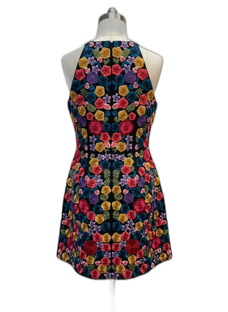 Boston Proper · Black Floral Embroidered Formal Dress · 10 · Black Floral