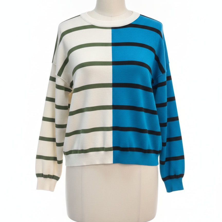 Tunic Sweater · 1X · Off-White, Green, Turquoise, Black