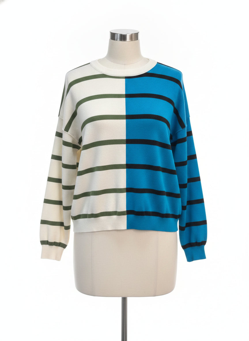 Tunic Sweater · 1X · Off-White, Green, Turquoise, Black