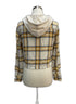 Cleo & Wolf · Cropped Hooded Shacket · Medium · YellowNavy Plaid