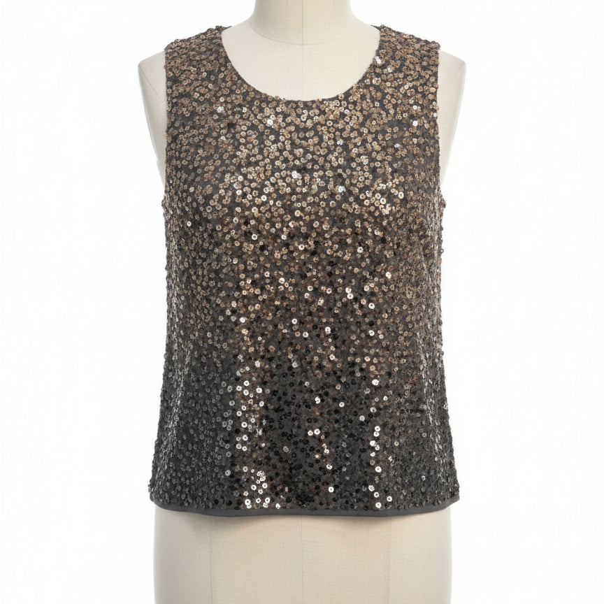 Coldwater Creek · Sleeveless Top with Sequin Detail · XLarge · Gray