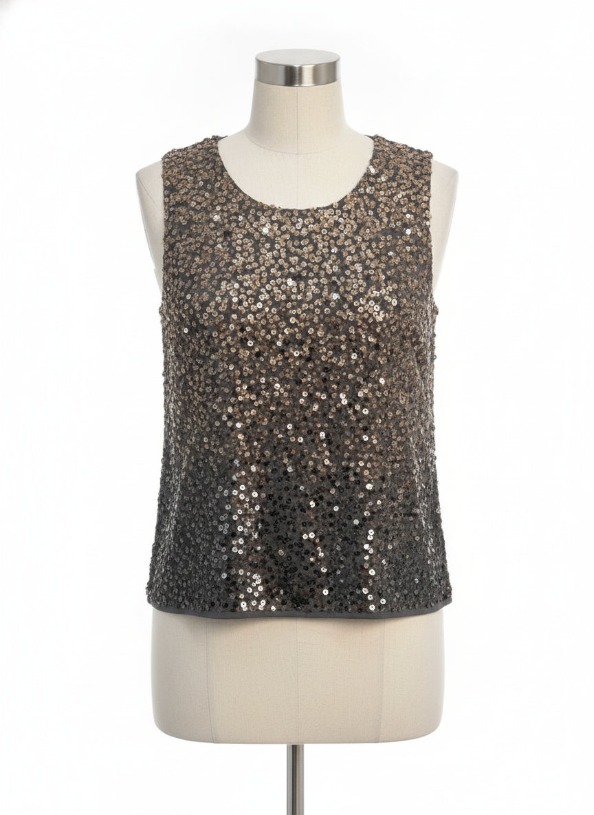 Coldwater Creek · Sleeveless Top with Sequin Detail · XLarge · Gray