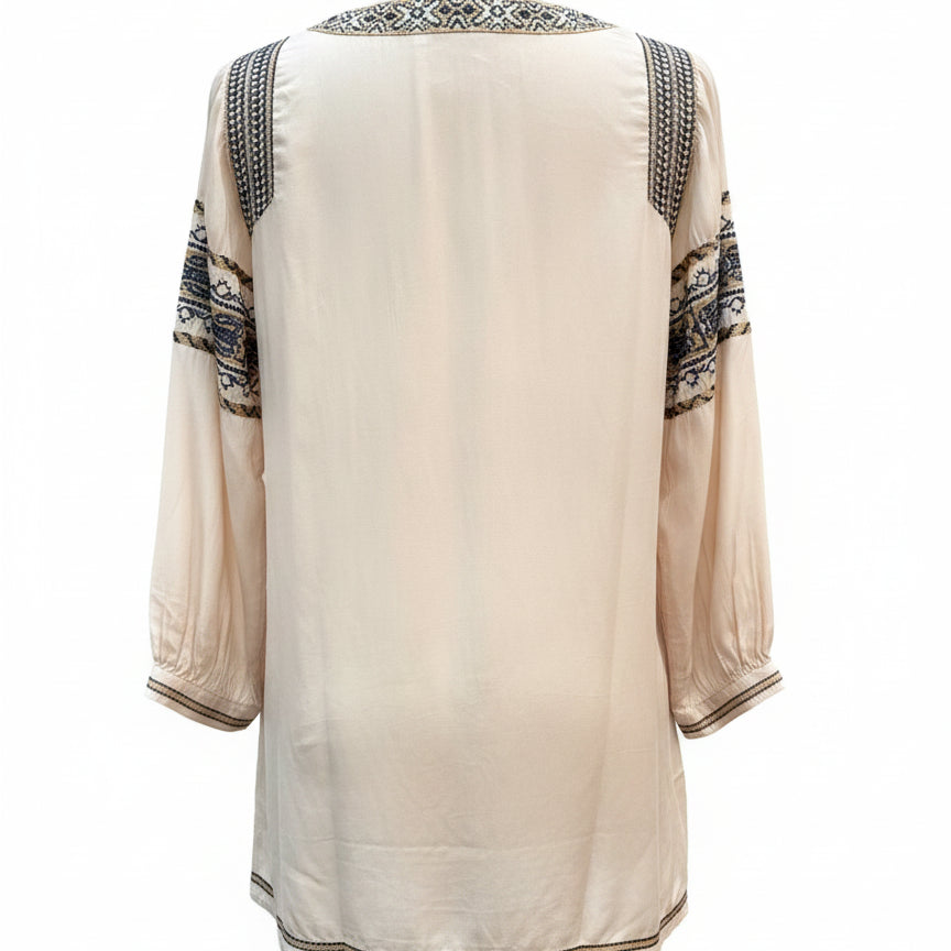 Sundance · 100% Rayon Longsleeve Tunic · Small · Beige