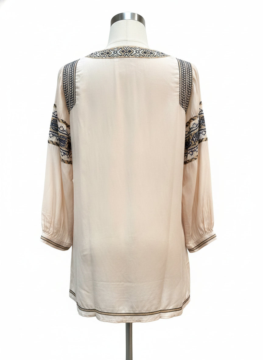 Sundance · 100% Rayon Longsleeve Tunic · Small · Beige