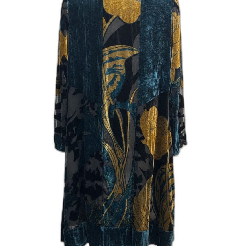 Chico's · Open Drape Velvet Burnout Cardigan · Medium · Dark Teal