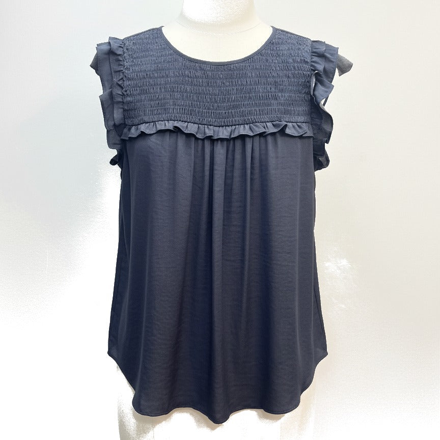 LOFT · LOFT · Flutter Sleeve Top · Small · Gray · SMALL · Gray