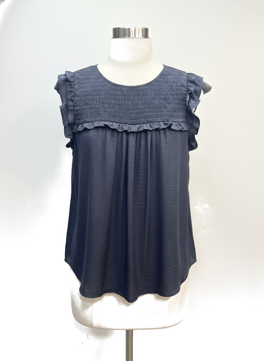 LOFT · LOFT · Flutter Sleeve Top · Small · Gray · SMALL · Gray
