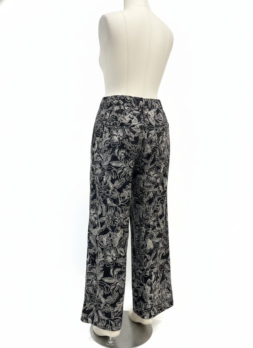 LANE BRYANT · Wide Leg Pants Mid-Rise Soft Linen Blend · 20 · Black/White