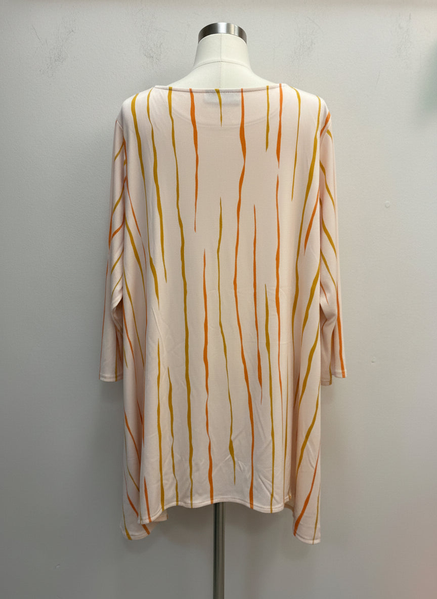 Alfani · Tunic Top · 1X · Cream with Orange and Gold stripes