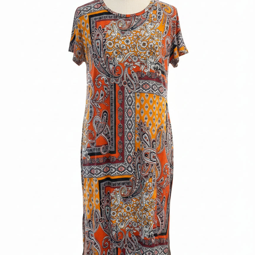 Haptics · Dress · 1X/2X · OrangeBlk