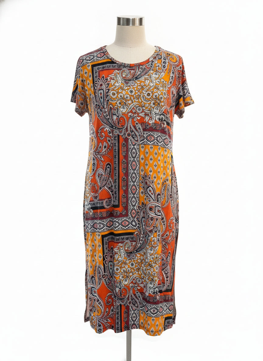 Haptics · Dress · 1X/2X · OrangeBlk
