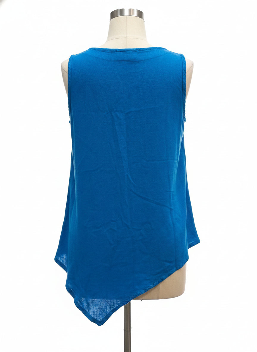 Oh My Gauze · Sleeveless Top · 1X/2X · Cerulean