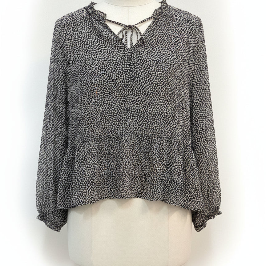 LOFT · Boho Chic Top · Large · Black/White Floral
