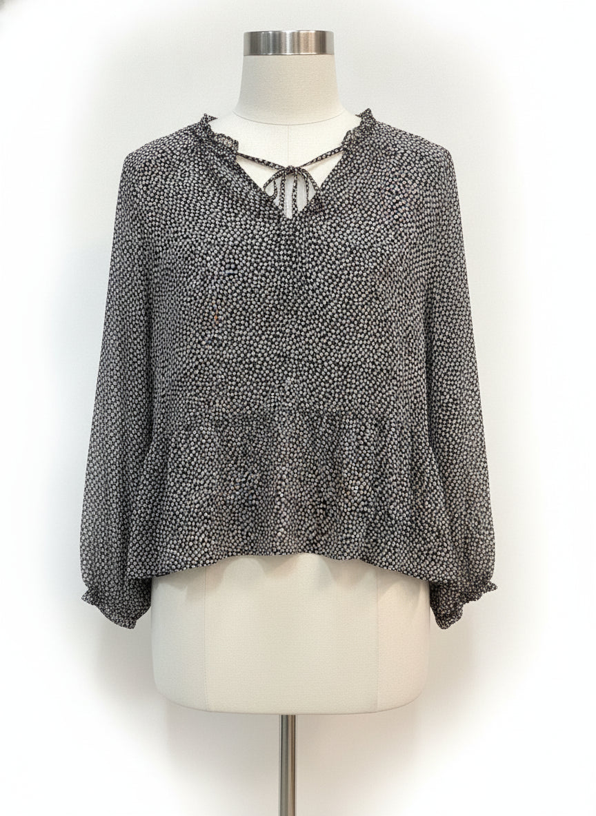 LOFT · Boho Chic Top · Large · Black/White Floral
