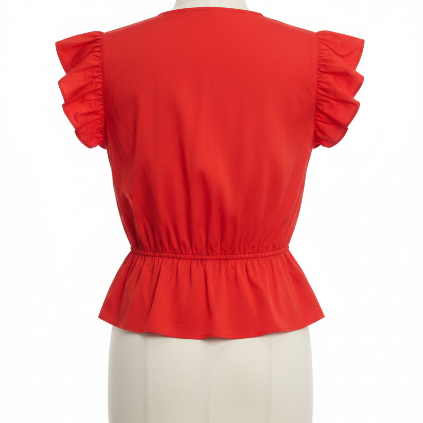 Marc NY · Flutter Sleeve Top · Medium · Poppy