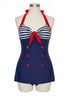 Ekouaer · sailor halter swimsuit · Small · Navy