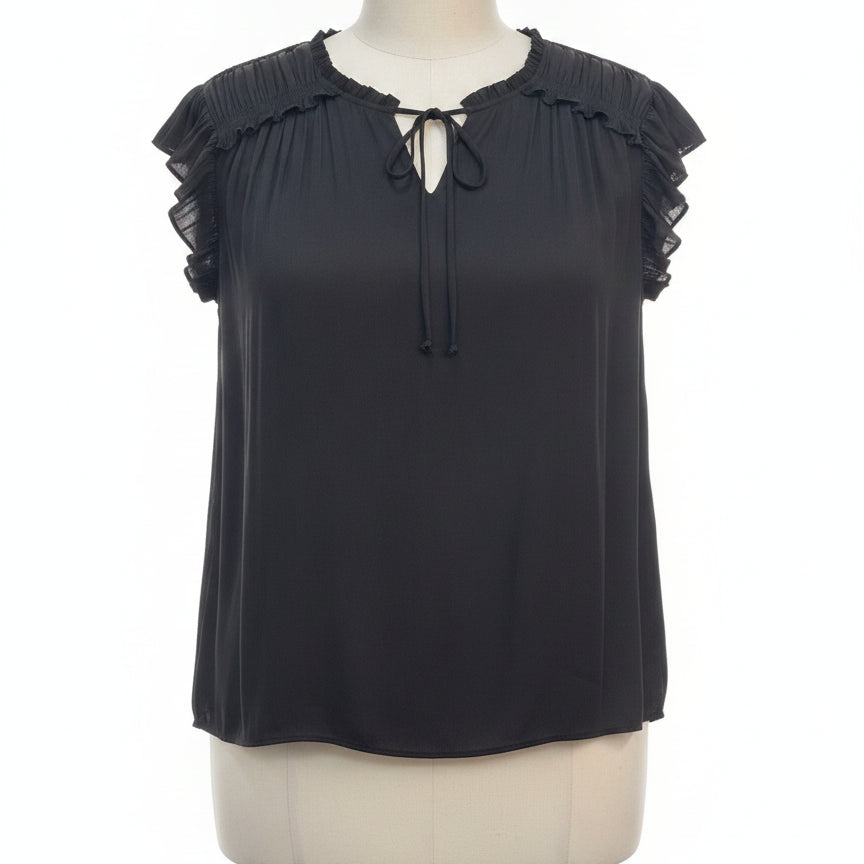 DR2 · Ruffled Sleeve Top · 1X · Black