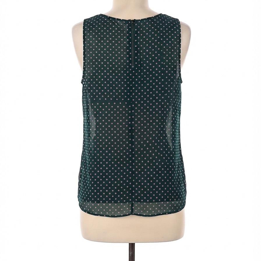 CABI · Bianca Flirt Top · Medium · Green, Pink Polka Dot