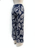 Tribal · Comfort Waist Tropical Leaf Print Pants with Ankle Button Detail · Large · Navy White