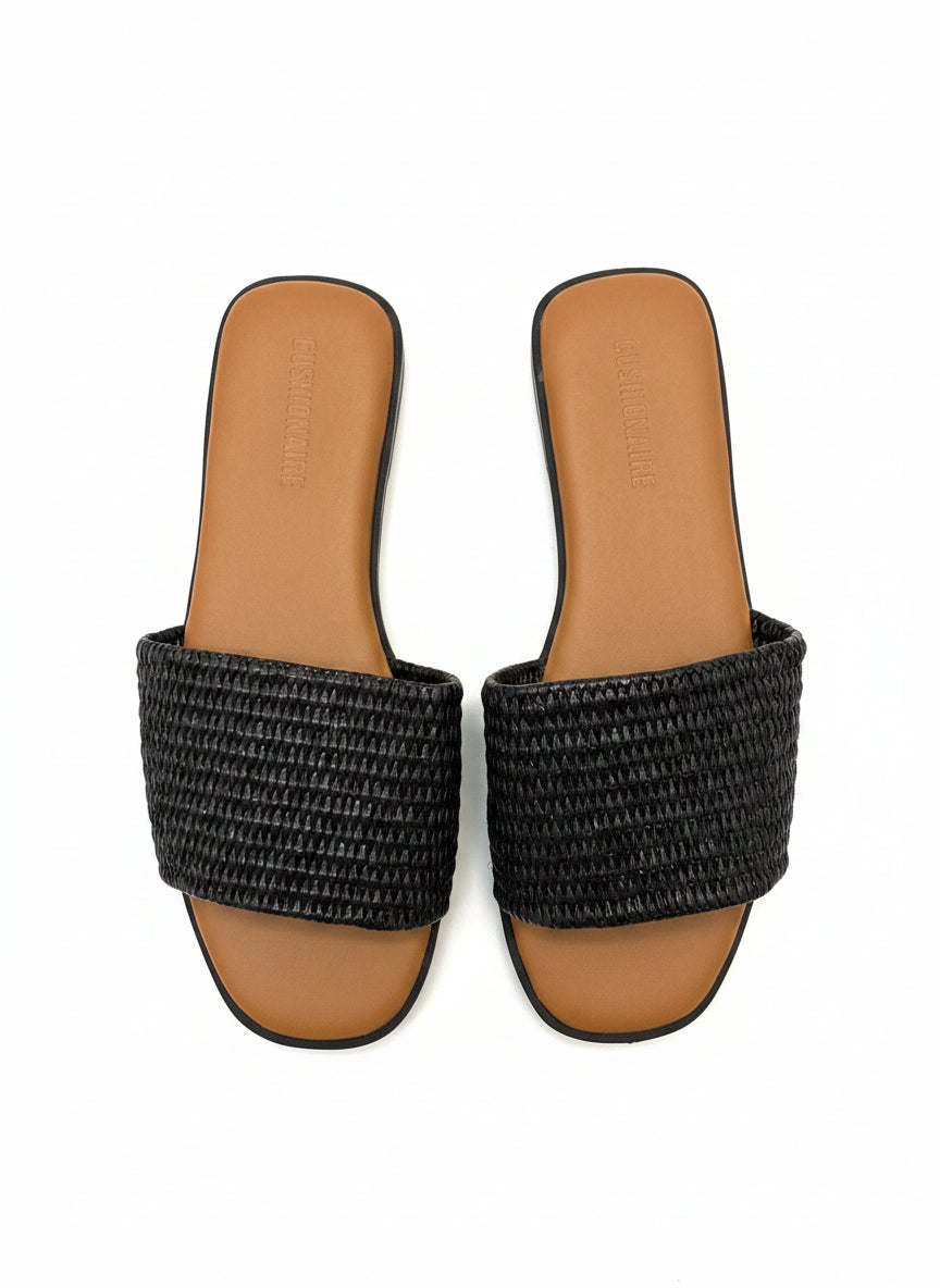 Cushionaire · Raffia One Band Sandal · 7 · BlackBrown