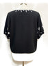 Adrianna Papell · Tie Front Detail Balloon Sleeve · Small · Black/White Embroidery