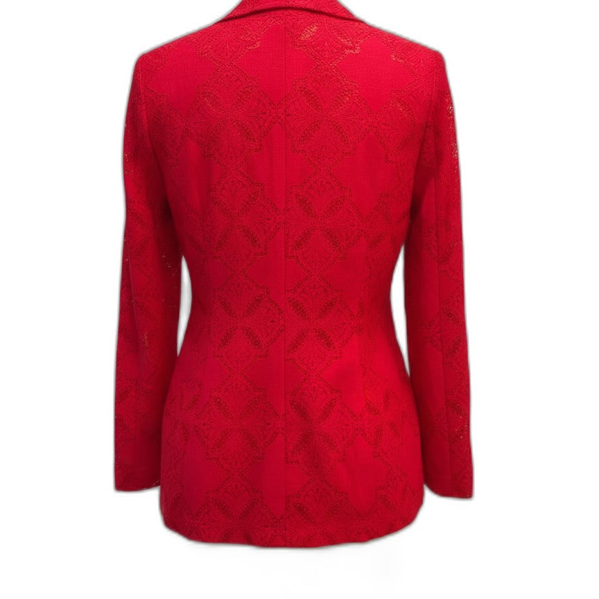 Chico's · Button Up Blazer, Red Lace Detail · Medium · Red