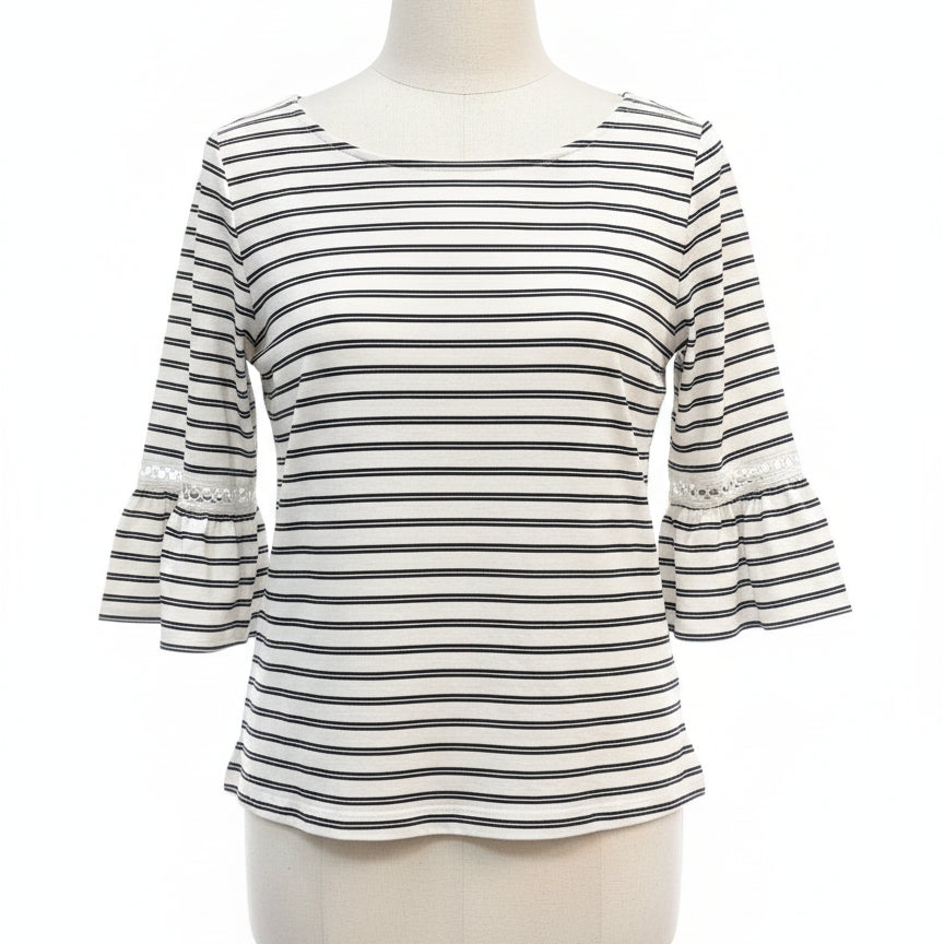 Ann Taylor · Bell Sleeve Top · Medium · White/Black
