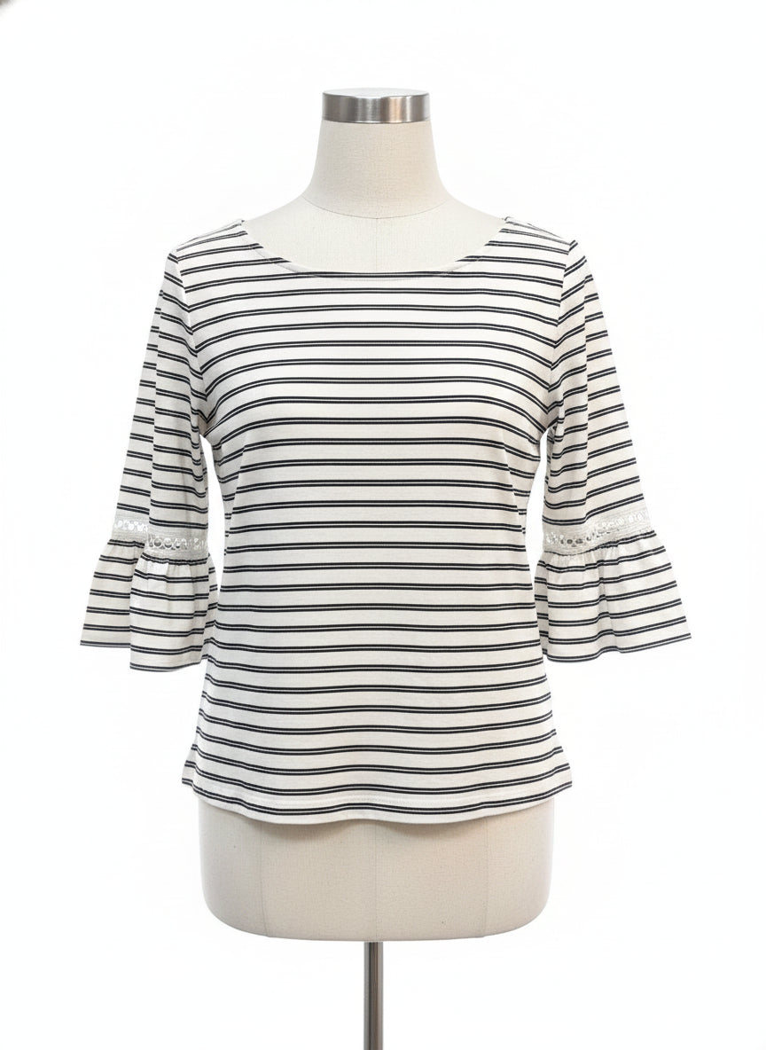 Ann Taylor · Bell Sleeve Top · Medium · White/Black