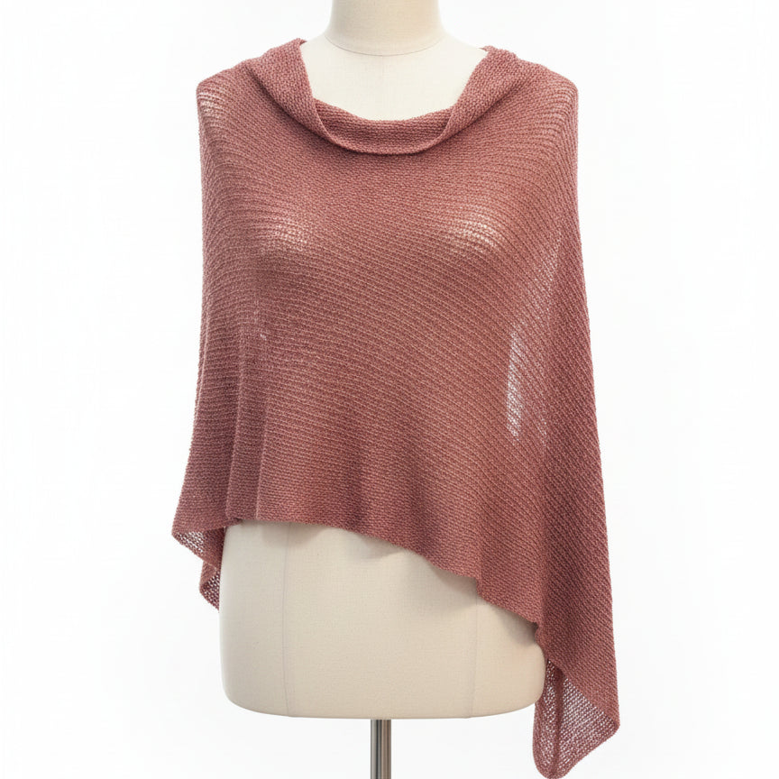 Betty Lou · Loose knit asymmetrical poncho · OS · Rust