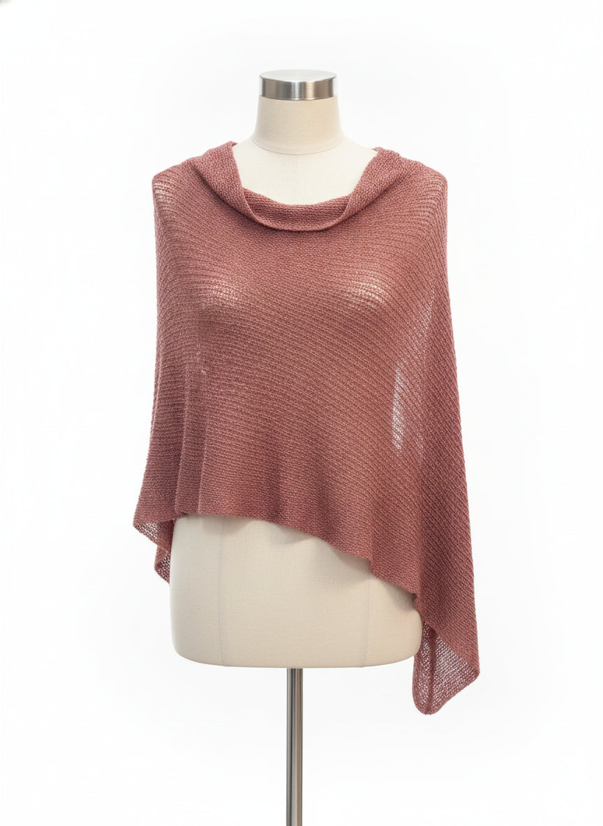 Betty Lou · Loose knit asymmetrical poncho · OS · Rust