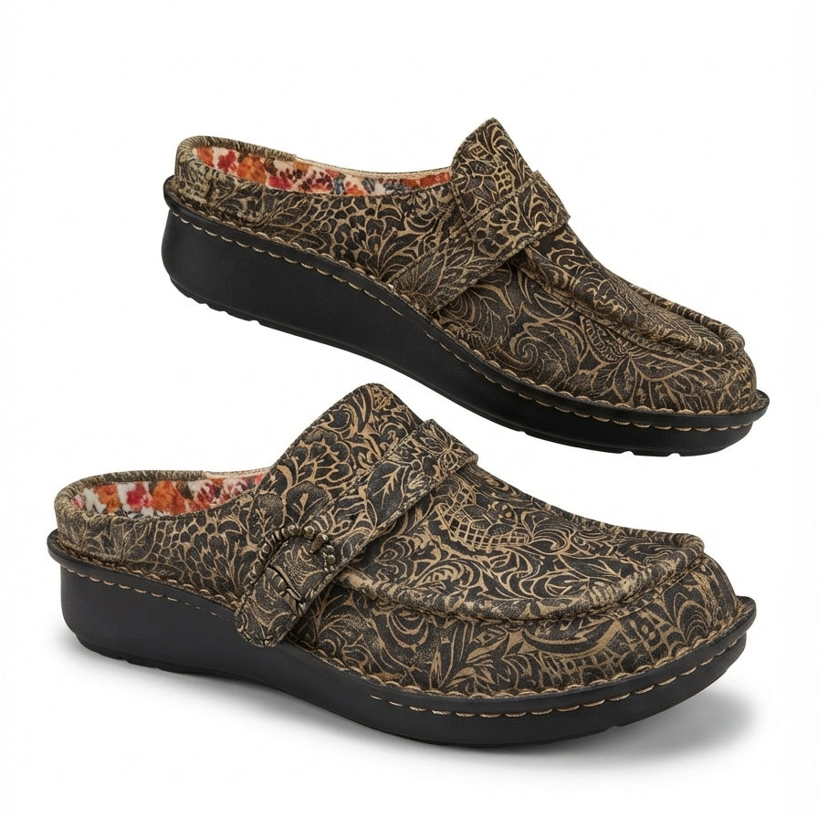 Alegria · Mules · 7.5 · Brown/Tan Floral