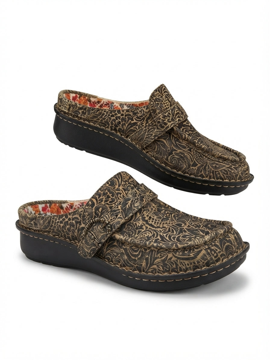 Alegria · Mules · 7.5 · Brown/Tan Floral