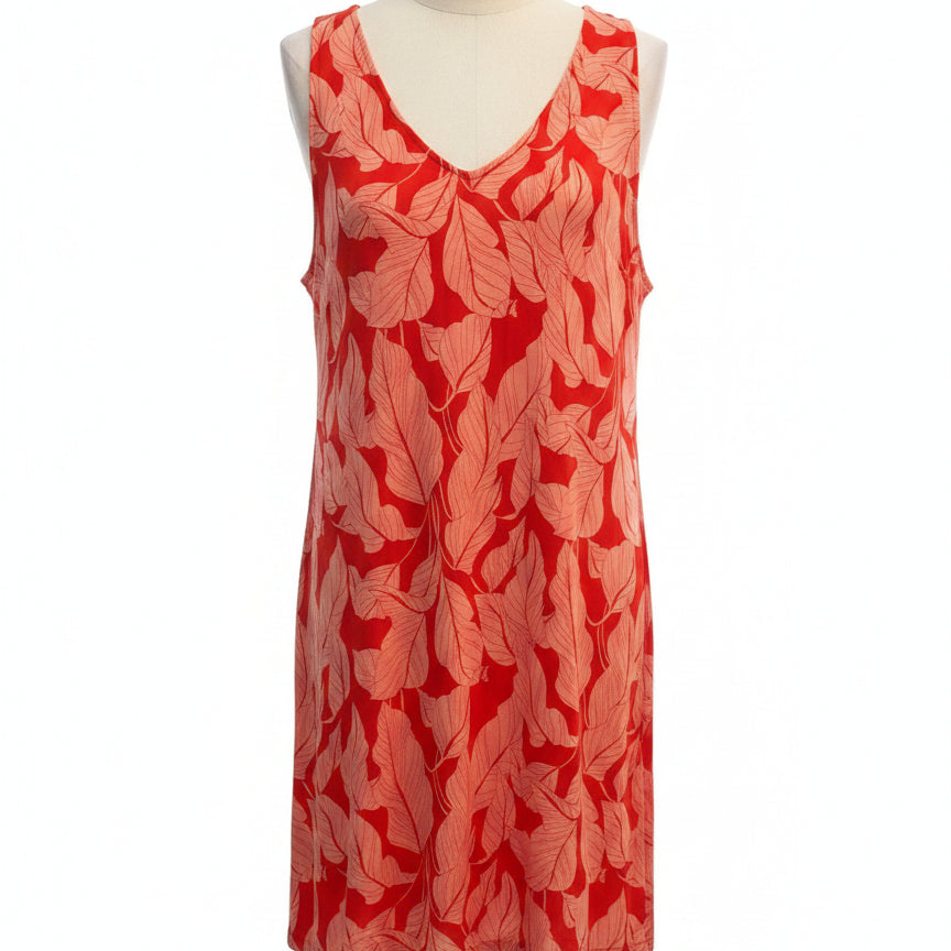 StJohnsBay · Dress · 1X · PeachCoral Leaf Print
