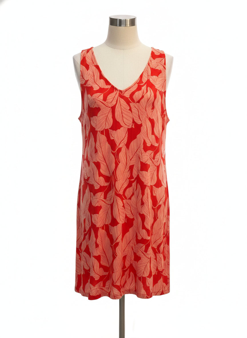 StJohnsBay · Dress · 1X · PeachCoral Leaf Print