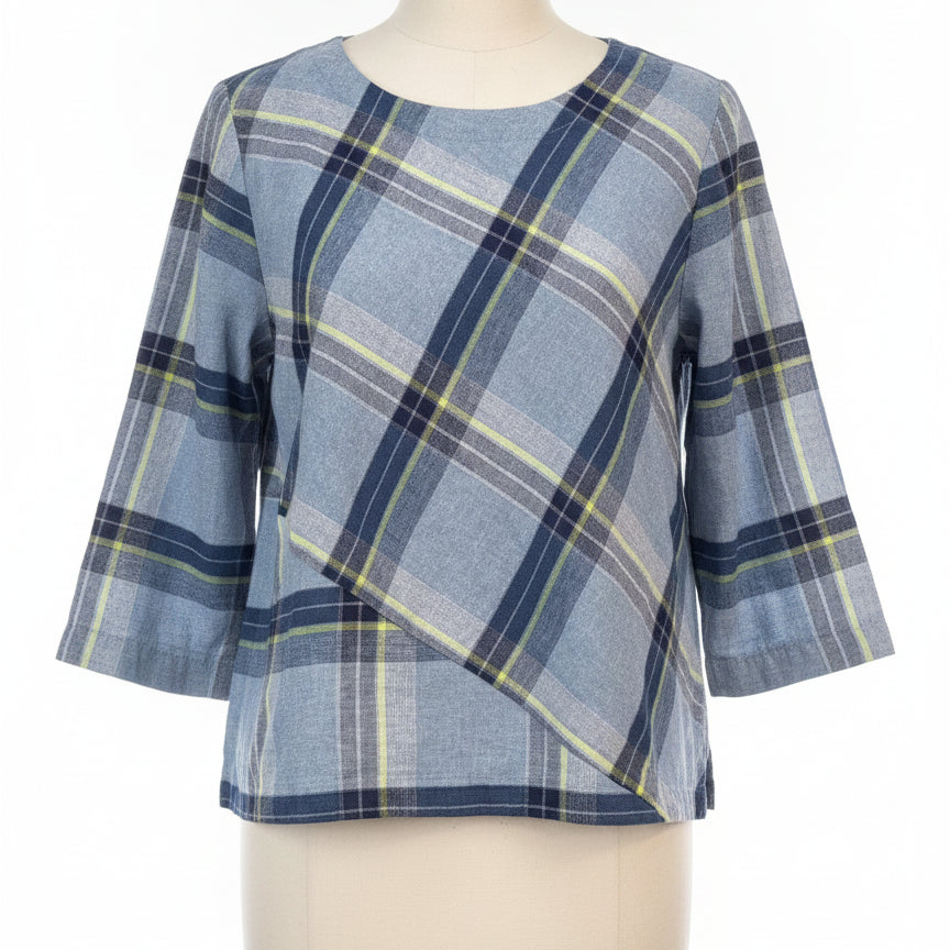 Habitat · Tunic Top · XLarge · Blue Plaid with Yellow Accents