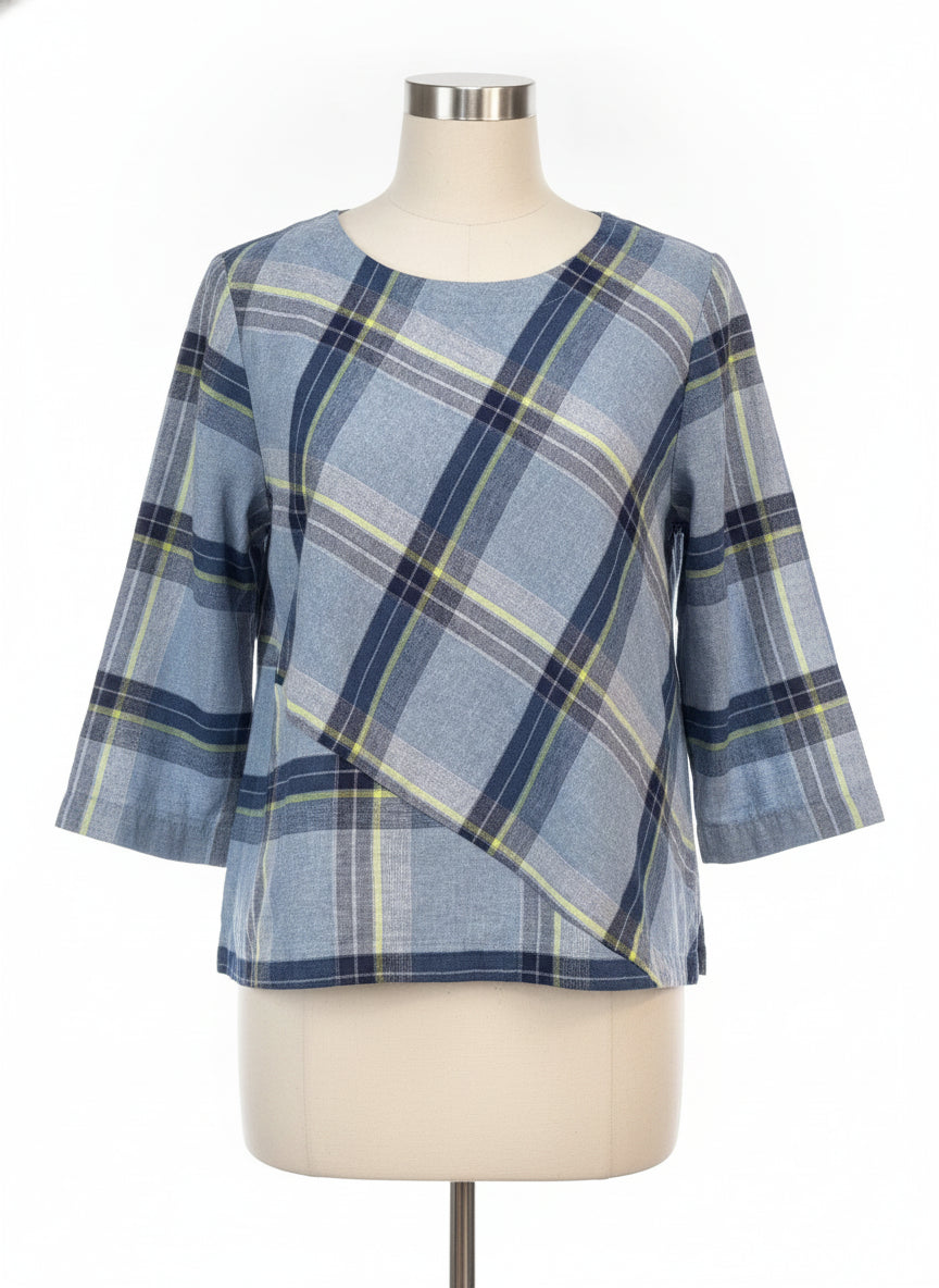 Habitat · Tunic Top · XLarge · Blue Plaid with Yellow Accents