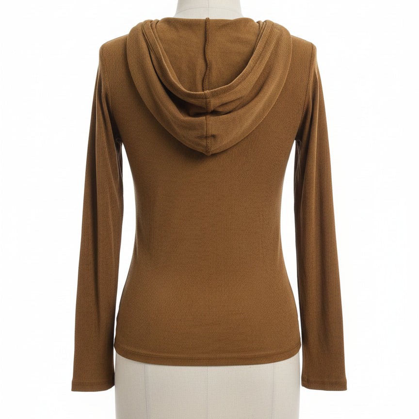 IDI by Mathew · Hooded V-Neck top · Medium · Dijon