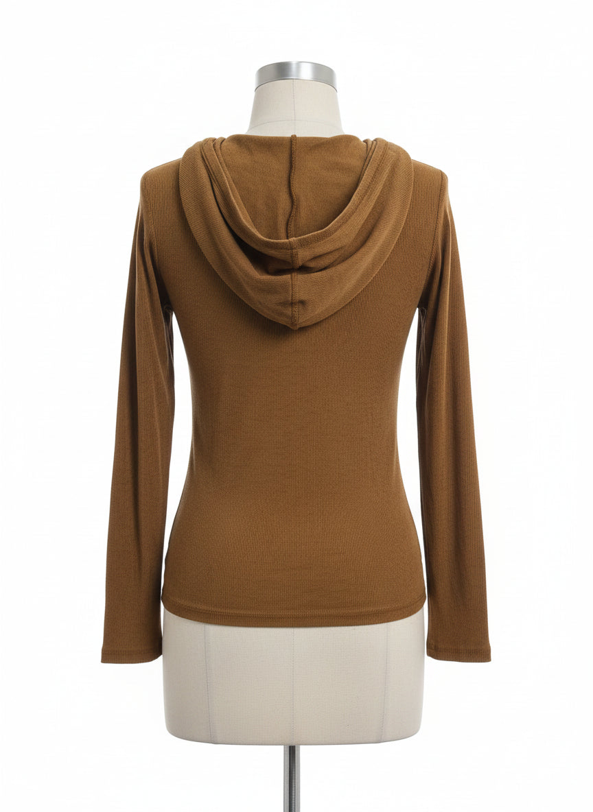 IDI by Mathew · Hooded V-Neck top · Medium · Dijon