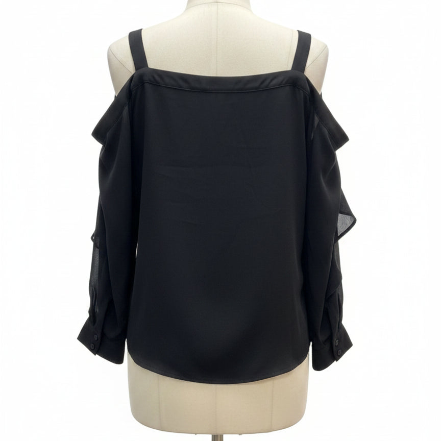 Bar III · Cold Shoulder Top · Large · Black