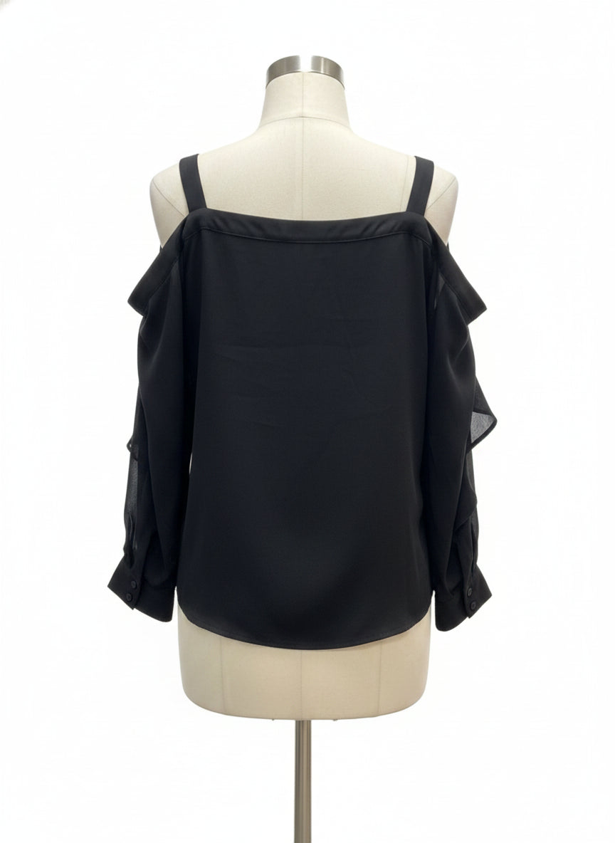 Bar III · Cold Shoulder Top · Large · Black