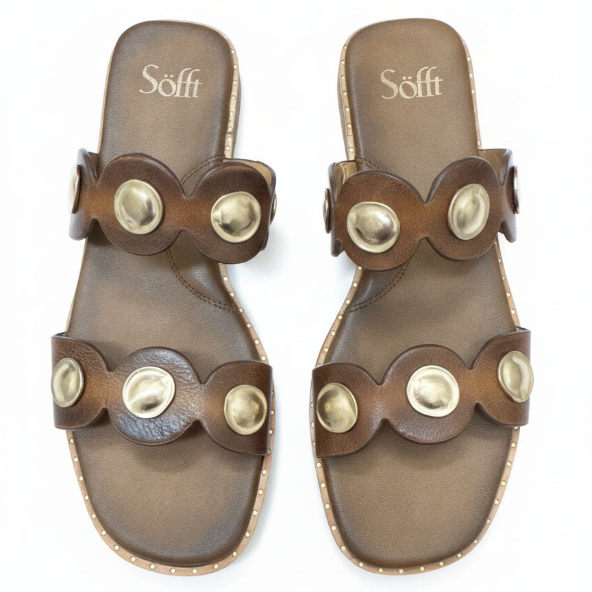 Söfft · Ezra Flat Slides · 8 · BrownGold