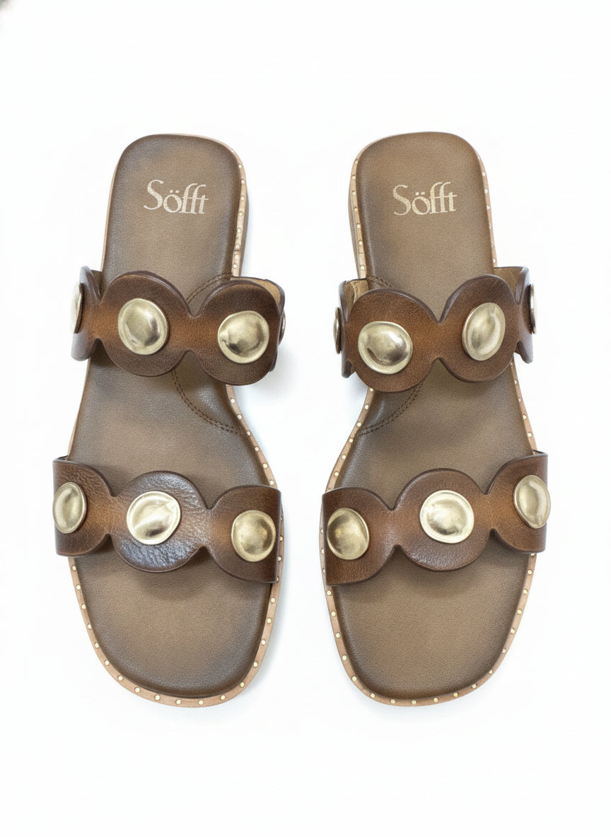Söfft · Ezra Flat Slides · 8 · BrownGold
