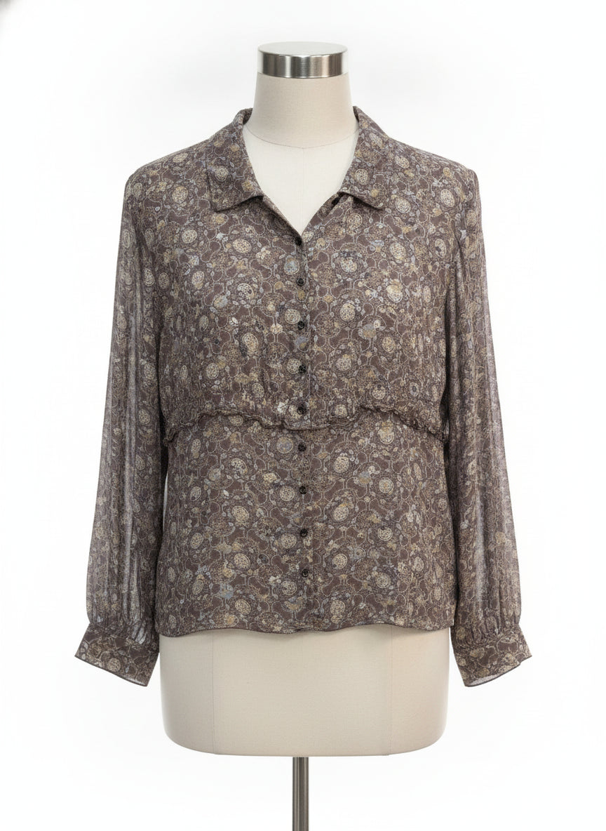 J. Jill · Geoprint LongSleeve Shirt · Large · GrayBlue